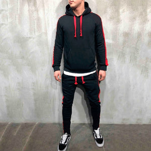 2 Pieces Sets Tracksuit Men Hooded Sweatshirt +Drawstring Pants