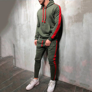 2 Pieces Sets Tracksuit Men Hooded Sweatshirt +Drawstring Pants