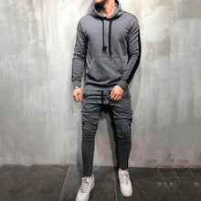 Load image into Gallery viewer, 2 Pieces Sets Tracksuit Men Hooded Sweatshirt +Drawstring Pants