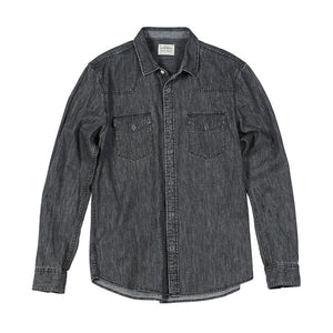 Denim Shirts Men Casual snap button 100% cotton