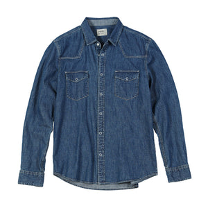 Denim Shirts Men Casual snap button 100% cotton