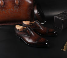 Load image into Gallery viewer, Handmade Fashion Luxury Brogue Genuine Leather Mens Derby Shoes