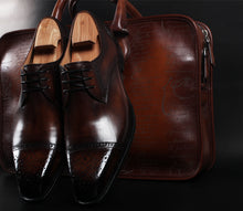 Load image into Gallery viewer, Handmade Fashion Luxury Brogue Genuine Leather Mens Derby Shoes