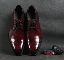 Load image into Gallery viewer, Handmade Fashion Luxury Brogue Genuine Leather Mens Derby Shoes