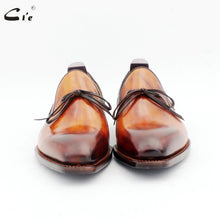 Load image into Gallery viewer, square toe bow tie patina brown boat shoe handmade men&#39;s slip-on casual