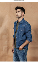 Load image into Gallery viewer, Denim Shirts Men Casual snap button 100% cotton