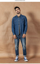 Load image into Gallery viewer, Denim Shirts Men Casual snap button 100% cotton