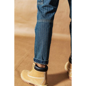 Cargo jeans men vintage Paneled fashion hip hop vertical stripes 100% cotton