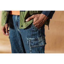 Load image into Gallery viewer, Cargo jeans men vintage Paneled fashion hip hop vertical stripes 100% cotton