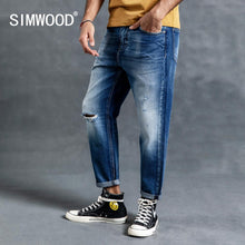 Load image into Gallery viewer, New Hole Ripped Jeans Men Straight Ankle-Length Denim Streetwear