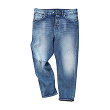 Load image into Gallery viewer, New Hole Ripped Jeans Men Straight Ankle-Length Denim Streetwear