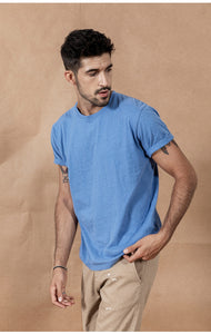 New Color cotton yarn dot Neckline T-Shirt Men