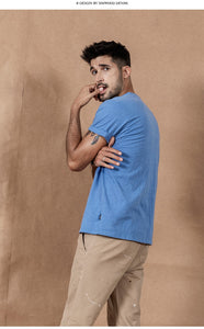 New Color cotton yarn dot Neckline T-Shirt Men