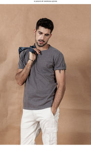 New Color cotton yarn dot Neckline T-Shirt Men