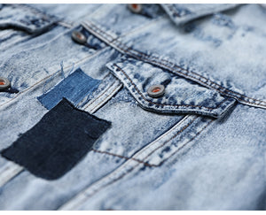 Denim Jackets Men Casual Frayed Brand Clothing