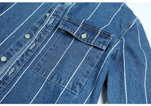 Load image into Gallery viewer, 2020 new Vertical striped denim jackets 100% cotton