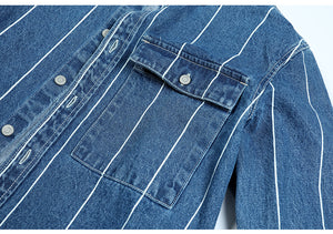 2020 new Vertical striped denim jackets 100% cotton