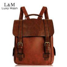 Load image into Gallery viewer, PU Leather Vintage Backpacks