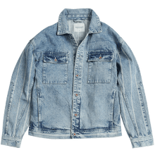 Load image into Gallery viewer, 2020 new denim jackets men double pocket vertical striped 100% cotton