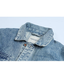 Load image into Gallery viewer, 2020 new denim jackets men double pocket vertical striped 100% cotton