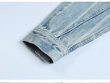 Load image into Gallery viewer, 2020 new denim jackets men double pocket vertical striped 100% cotton