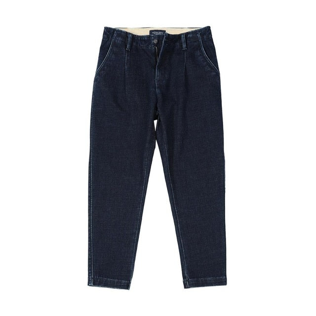 new loose taperd jeans ankle-length thick denim