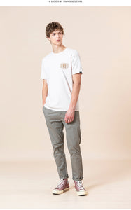 Spring Summer New Slim Fit Tapered Pants Men Classical Chinos