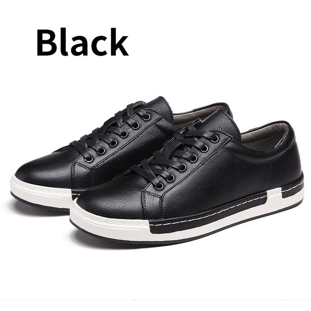 Casual Shoes Mens Leather Flats Lace-Up Shoes Simple Stylish.