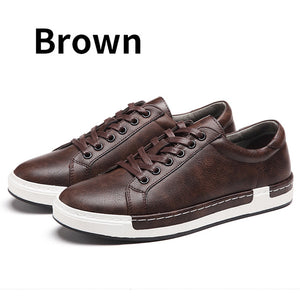 Casual Shoes Mens Leather Flats Lace-Up Shoes Simple Stylish.