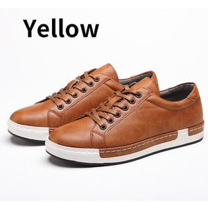 Casual Shoes Mens Leather Flats Lace-Up Shoes Simple Stylish.