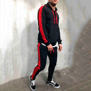 2 Pieces Sets Tracksuit Men Hooded Sweatshirt +Drawstring Pants