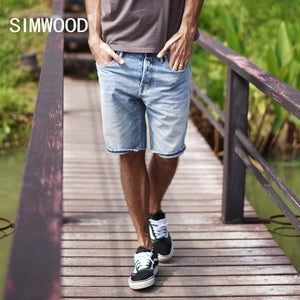 Selvage Denim Shorts Ripped Knee Length Jeans