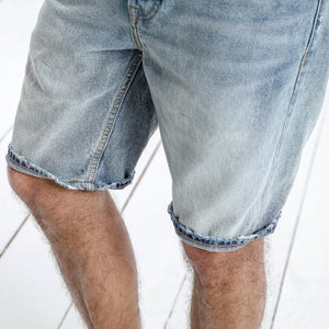 Selvage Denim Shorts Ripped Knee Length Jeans