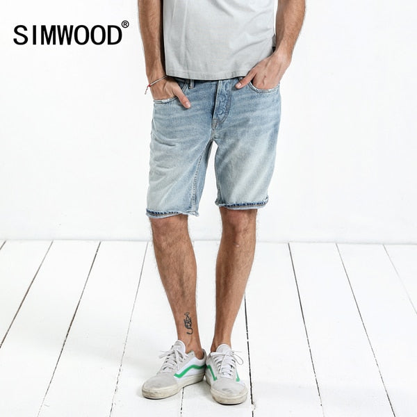 Selvage Denim Shorts Ripped Knee Length Jeans