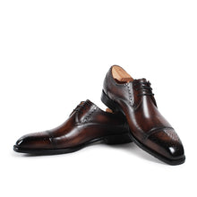 Load image into Gallery viewer, Handmade Fashion Luxury Brogue Genuine Leather Mens Derby Shoes