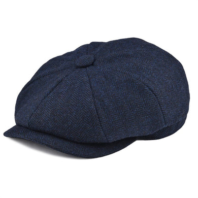 Wool Tweed Newsboy Cap Herringbone Men Women Gatsby Retro Hat