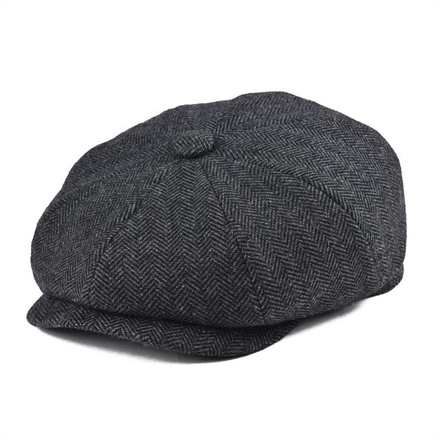 Wool Tweed Newsboy Cap Herringbone Men Women Gatsby Retro Hat