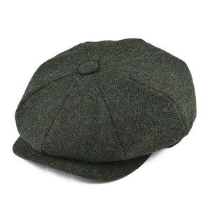 Wool Tweed Newsboy Cap Herringbone Men Women Gatsby Retro Hat