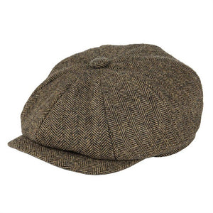 Wool Tweed Newsboy Cap Herringbone Men Women Gatsby Retro Hat