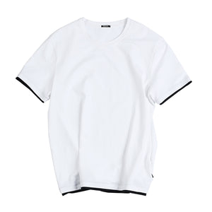 new t shirt men contrast bindings casual o-neck top